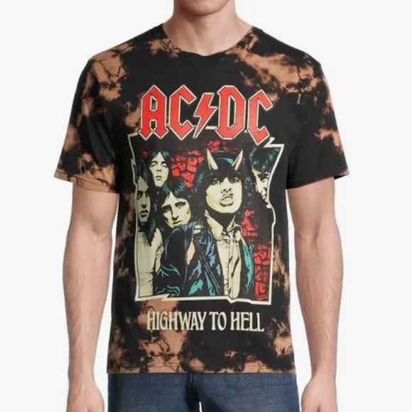 AC/DC Highway To Hell Tie Dye Graphic Band Tee XL Unisex Adult Preppy Grunge - Picture 1 of 7